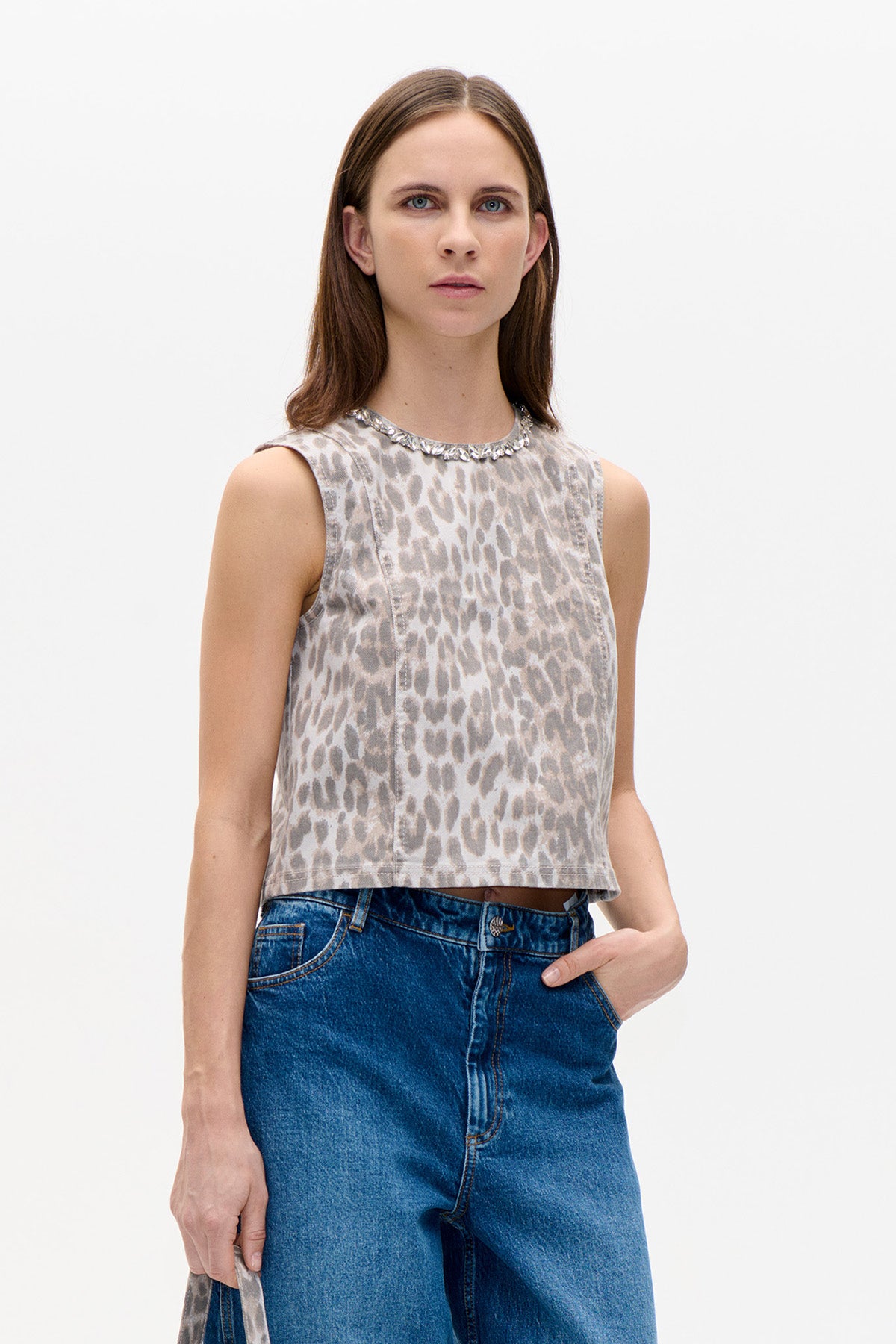 MEDINE TOP | leopardmönstrad manchestermix
